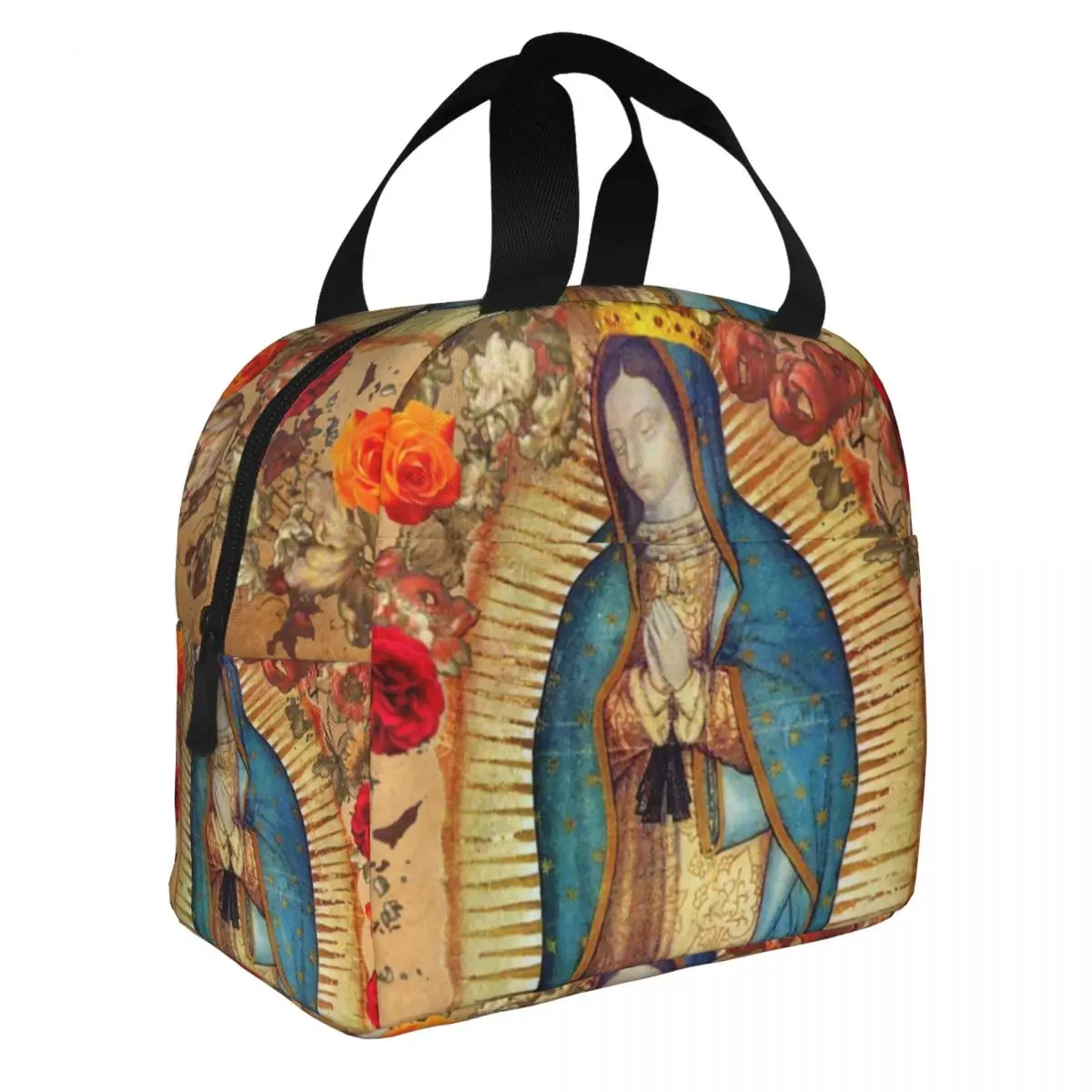 Our Lady Of Guadalupe Virgin Mary Insulated Lunch Bags for Women Catholic Mexico Poster Resuable Cooler Thermal Bento Box Travel