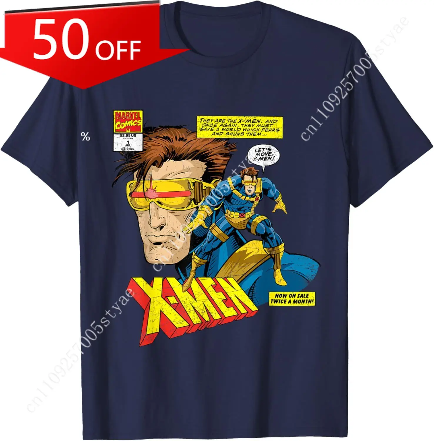 Marvel X-Men Cyclops Mutant Distressed Comic Art T-Shirt T-Shirt