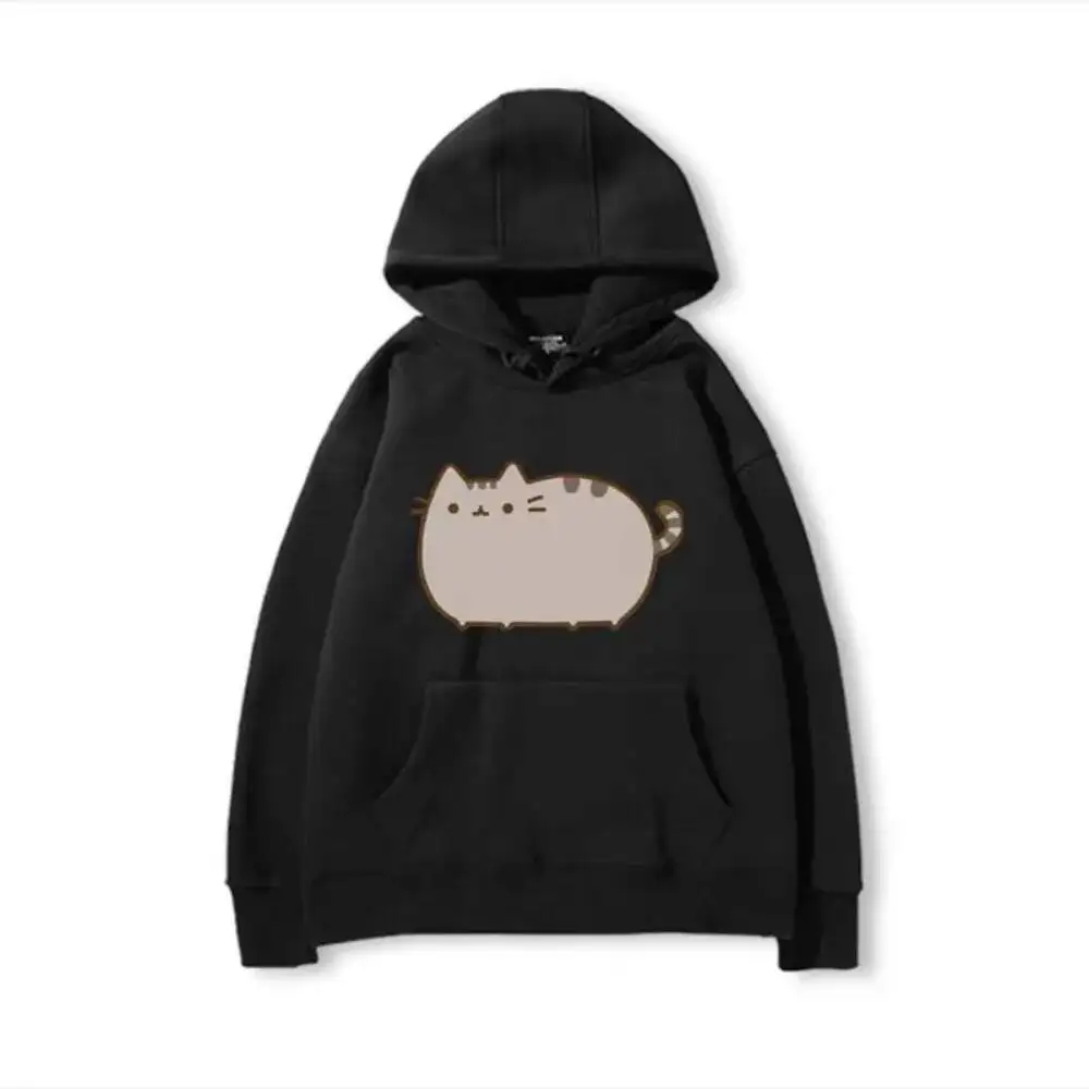 Cotton Casual 2025 Early Spring New Sweatshirt Loose All-Match Print Cat Hip Hop Y2K Hoody Streetwear Trendy Goth Hoodie