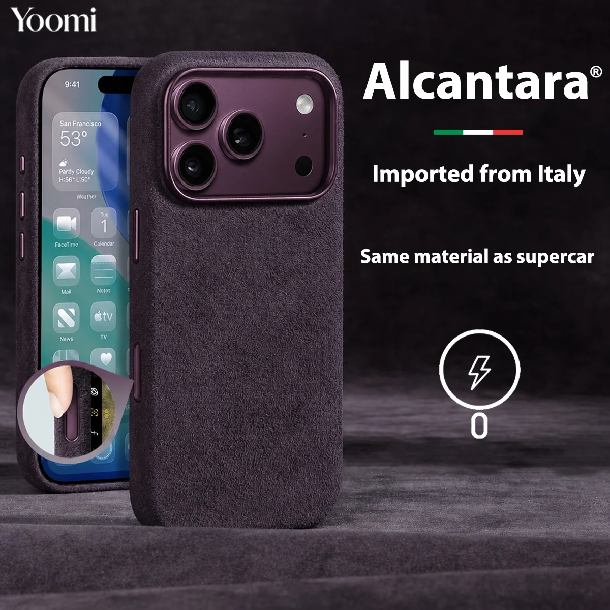 Für iPhone 18 Pro Max Alcantara Magnetische Hülle mit MagSafe Supercar-ähnlicher Wildleder-Luxus-Lederhülle für iPhone 18 17 Pro Max