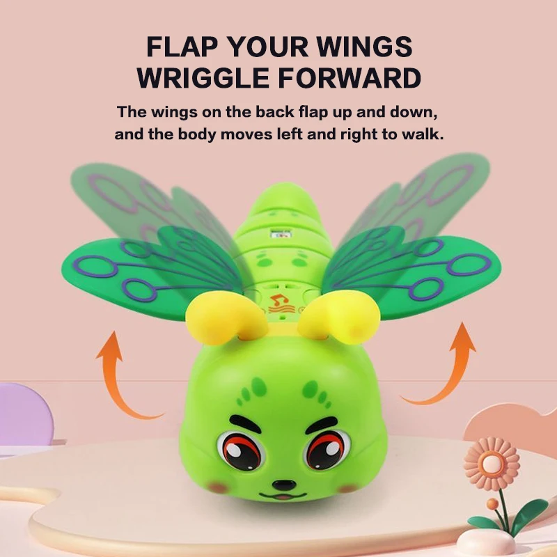 Children's crawling electric caterpillar toy, colorful lights, dynamic music, holiday gift for babies