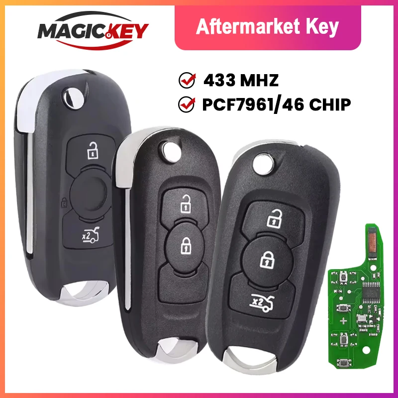MAGICKEY 433MHz ID46 3 Buttons Flip Car Key Remote Fob For Opel Astra K Buick Verano Regal Excelle GT/Excelle XT