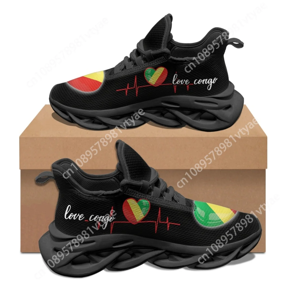 Republic of Congo Flag Print Sneakers Female Non-slip Shock Absorbing Comfortable Flat Shoes Breathable Mesh Casual Shoes Gift