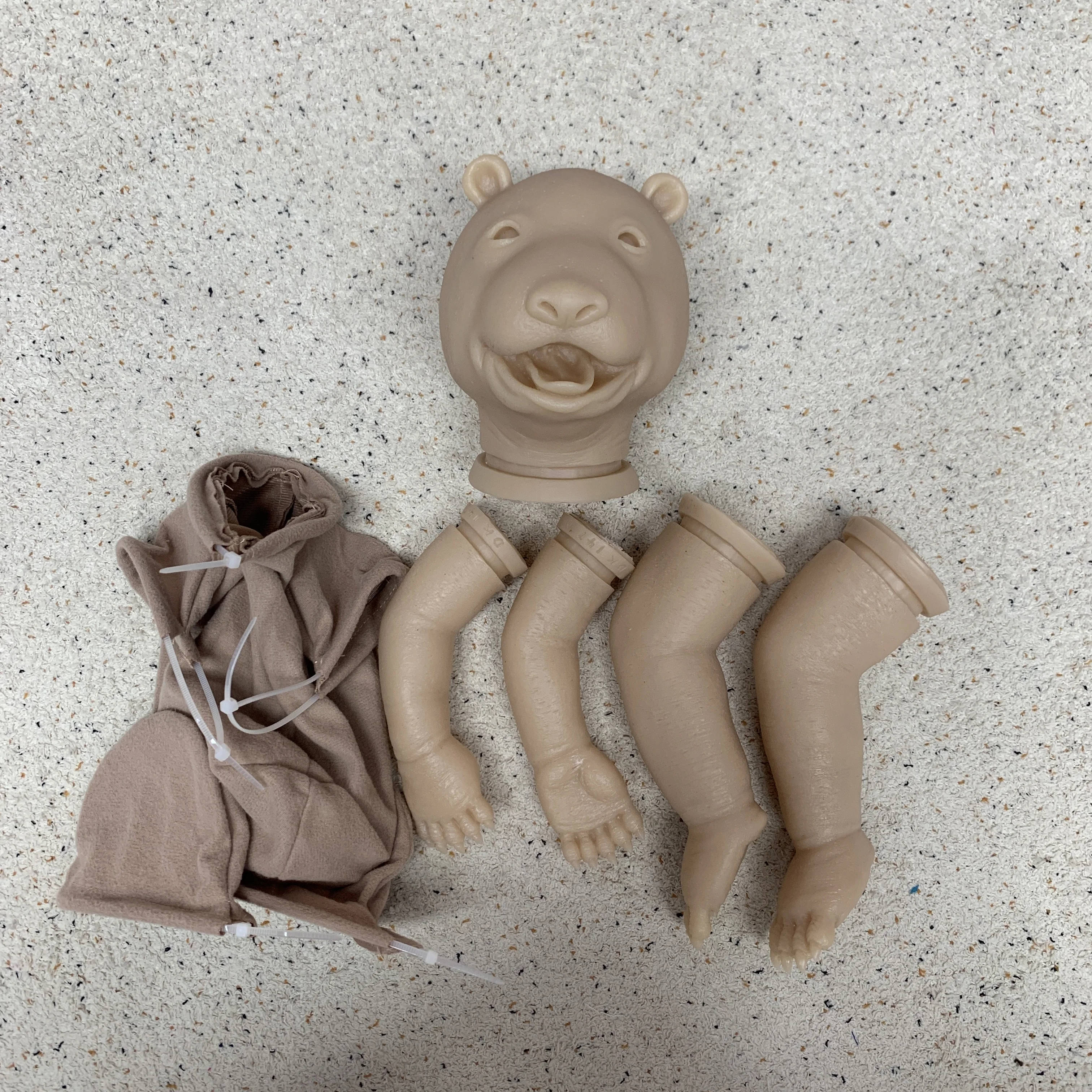 

19Inch Unassembled Bear Reborn Doll Kits Unpainted DIY Reborn Kits Handmade Lifelike Realistic Reborn Bear Doll
