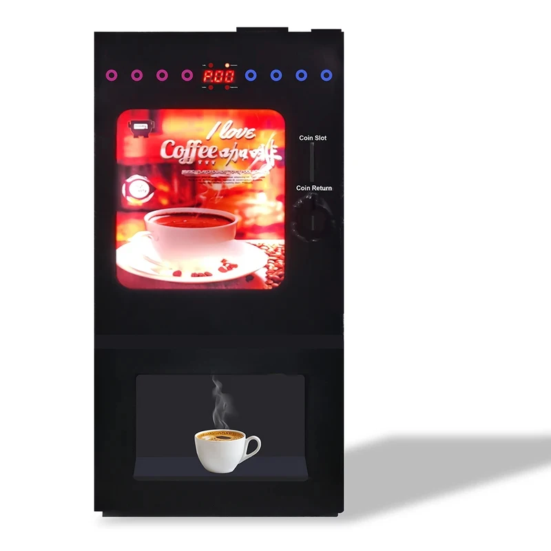 Coin Operated Automatic Coffee Vending Machine | Commercial Instant Espresso Dispenser for Offices & Malls
