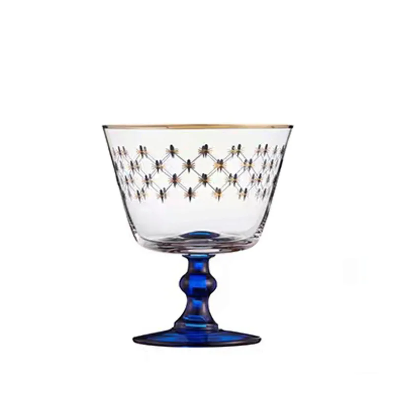 2Pcs Russian cobalt blue net crystal glass red wine glass whiskey pair glass goblet juice cup light luxury wedding gift