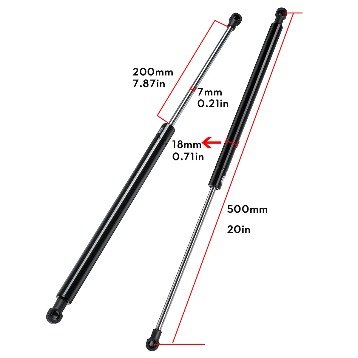 2X Universal 50cm 500mm 300N Car Struts Front Cover Bonnet Hood Rear Trunk Tailgate Boot Shock Lift Strut Support Bar Gas Spring