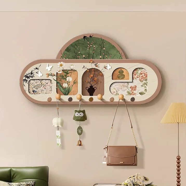 Hole board baffle antique wall decoration coat rack hanger display rack solid wood living room porch hook
