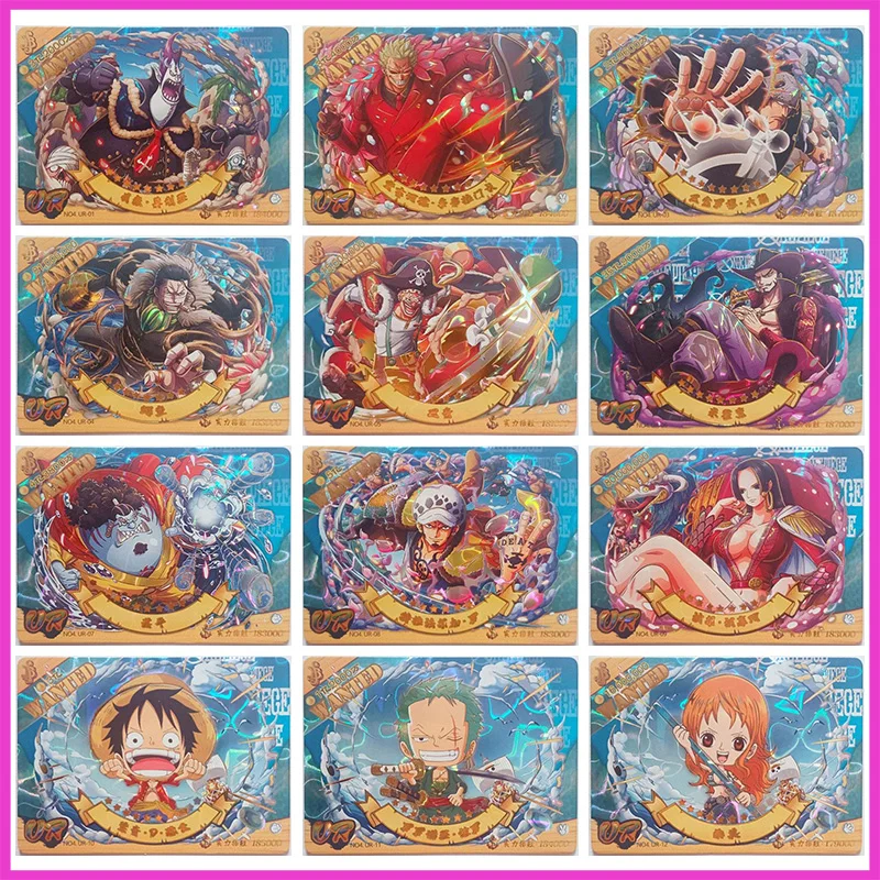 Anime ONE PIECE Rare UR Refraction Foil Moria Doflamingo Kuma Crocodile Buggy Toys for boys Collectible Cards Birthday Present