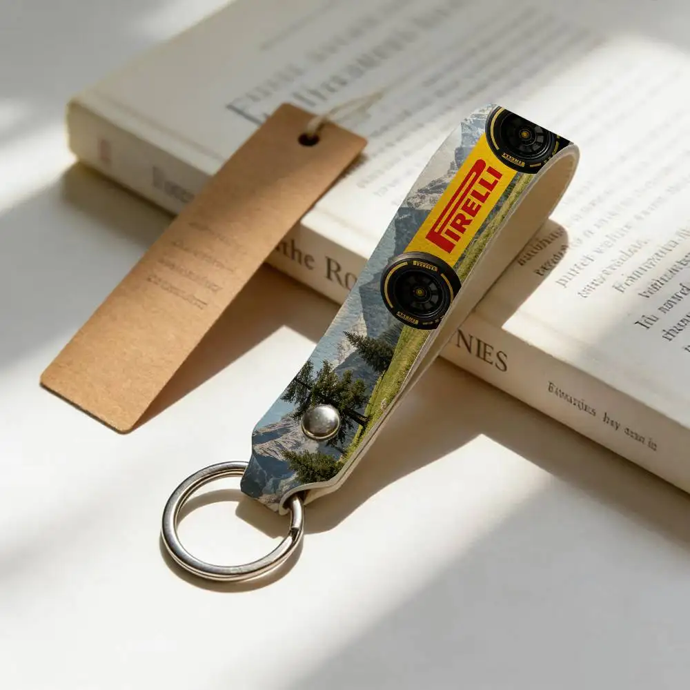 

For Logo PIRELLI Soft PU Leather Motorcycle Keychain Lightweight Key Holder For Scooter Racing