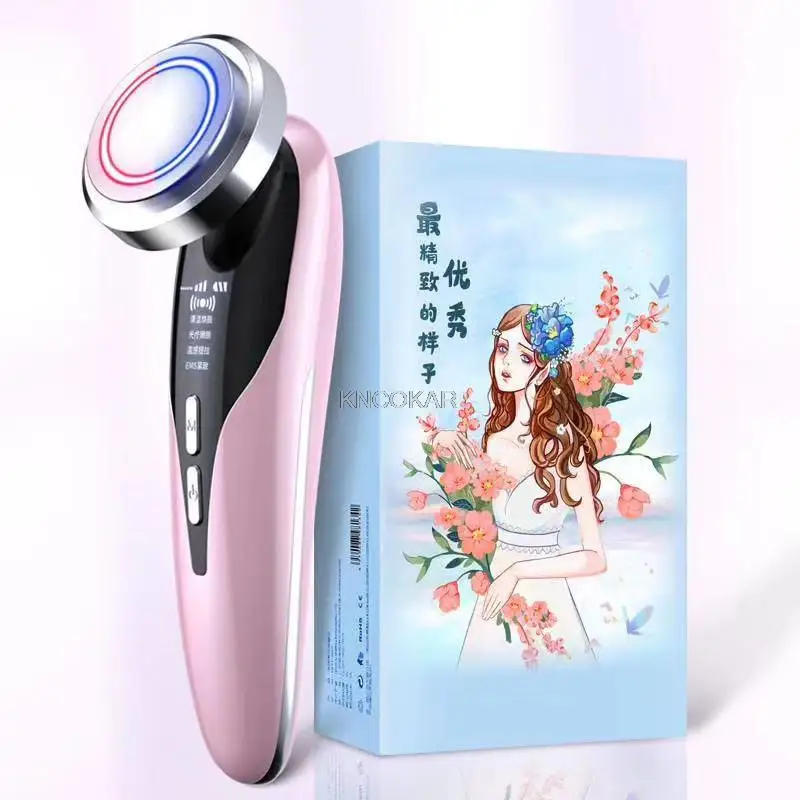 Induttore di ioni a radiofrequenza a luce colorata vibrare la impacco caldo detergente per il viso essenza magnetica più bella estrattore di bellezza
