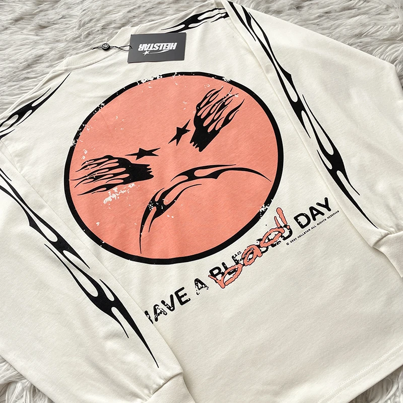 Hellstar Studios Long Sleeve T-Shirt  Print Casual Unisex Cotton round Neck Youthful Trend Spring Fashion Daily Wear view 4