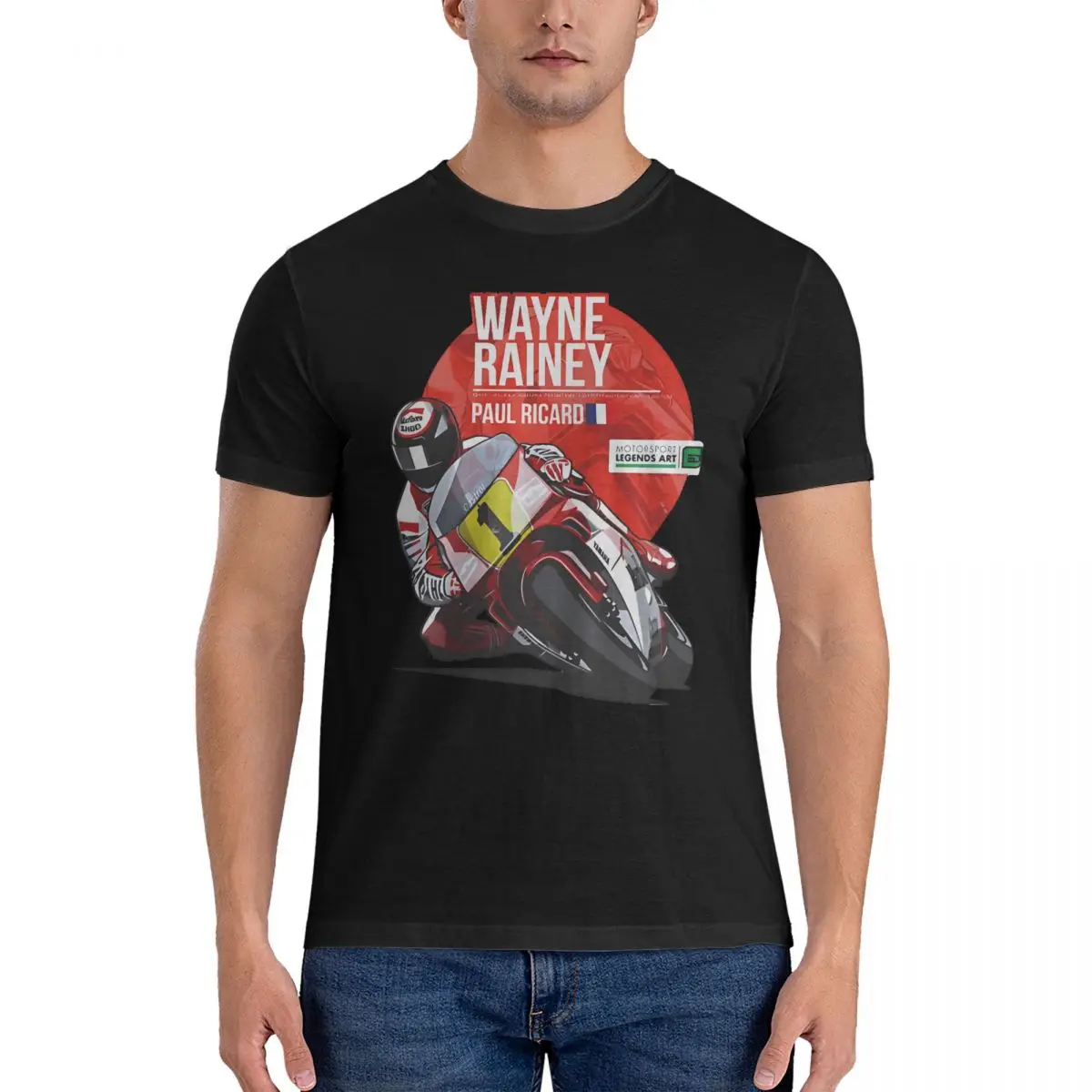 Motorcycle Racing T-Shirt for Men Wayne Rainey Novelty Pure Cotton Tees Crewneck Short Sleeve T Shirt Classic Clothes