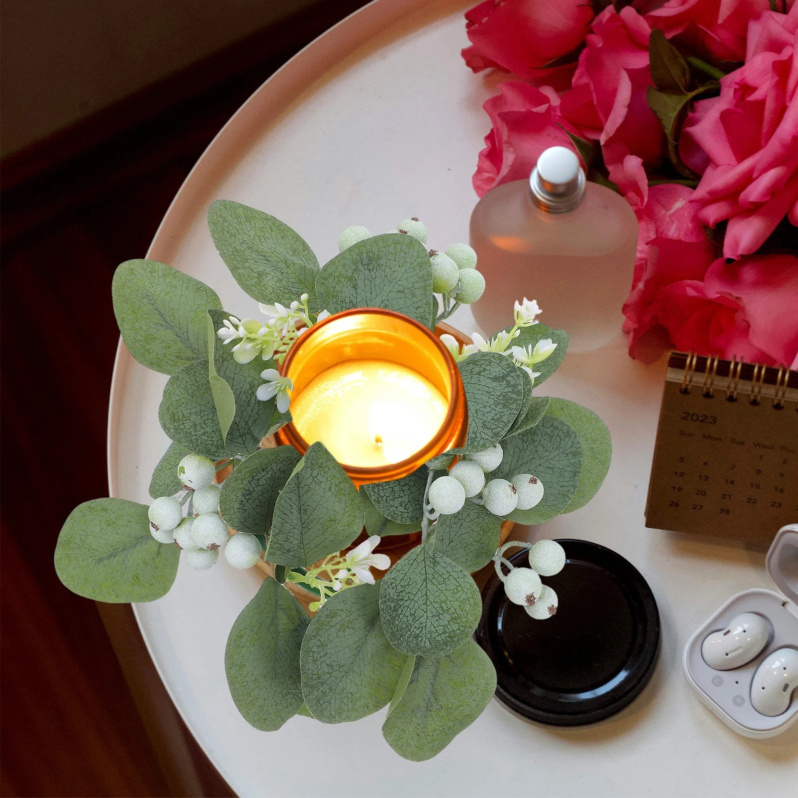 

6Pcs Artificial Eucalyptus Rings Wreaths Spring Greenery Holder Rings Table Centerpiece Party Decor