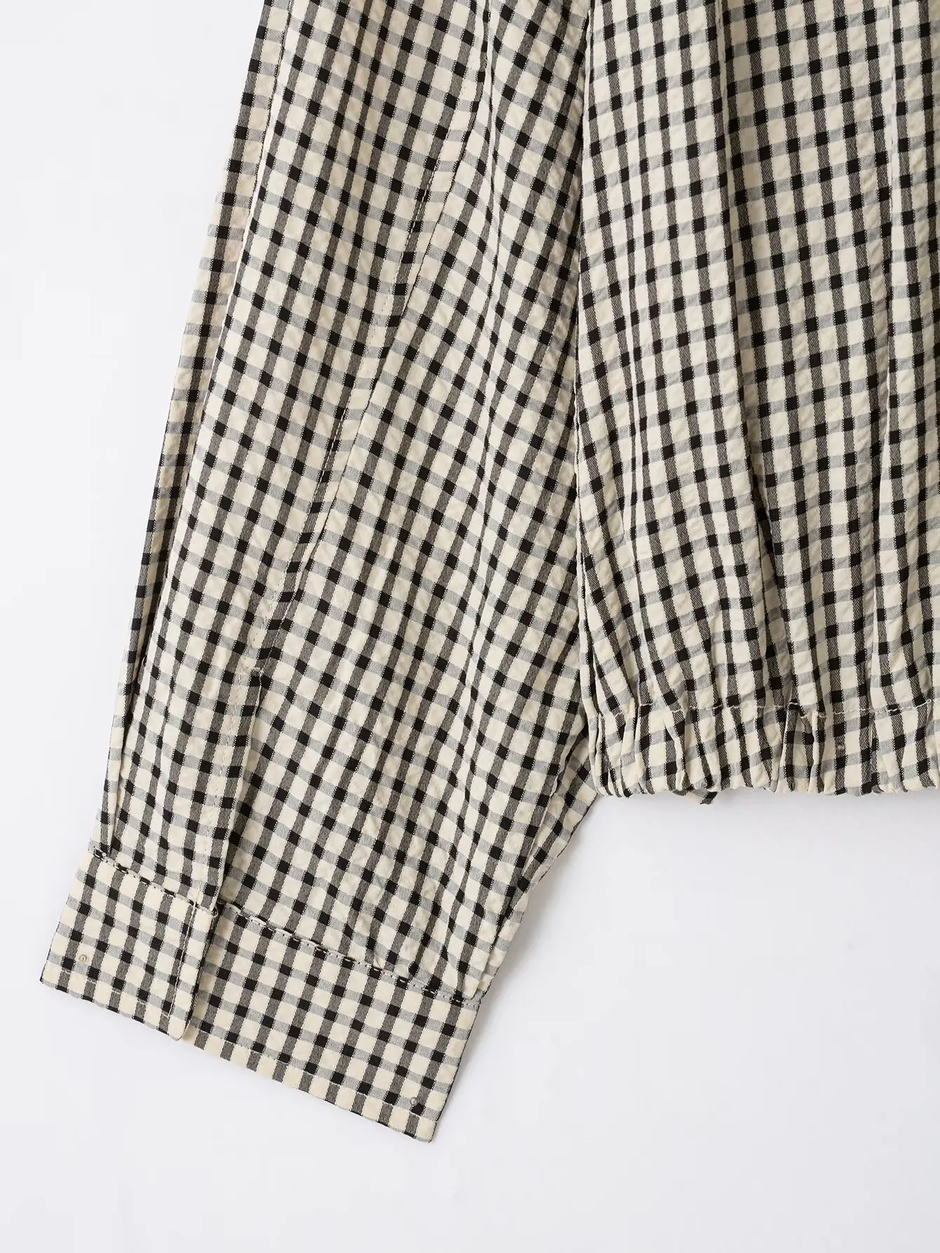HH Damen Mode Karierter Mantel Hochkragen Langarm Reißverschluss Bomberjacke Frühling Herbst Vintage Casual Oberbekleidung Kurze Jacken – Detail 7