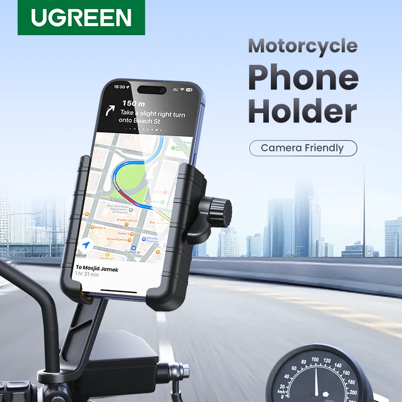 Supporto per telefono moto UGREEN manubrio universale adatto per fotocamera per iPhone 16 15 14 Pro Max supporto per cellulare con rotazione di 360 °