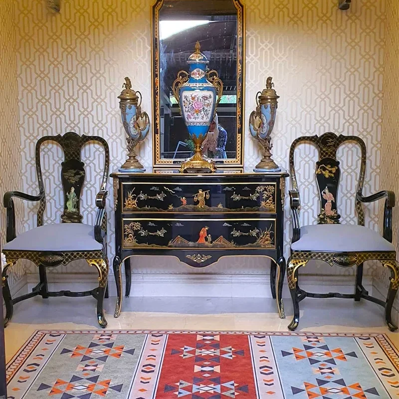 Luxury Retro Entrance Cabinet Living Room Decor Dining Sideboard Partition Feng Shui Storage Locker Console Table for Home