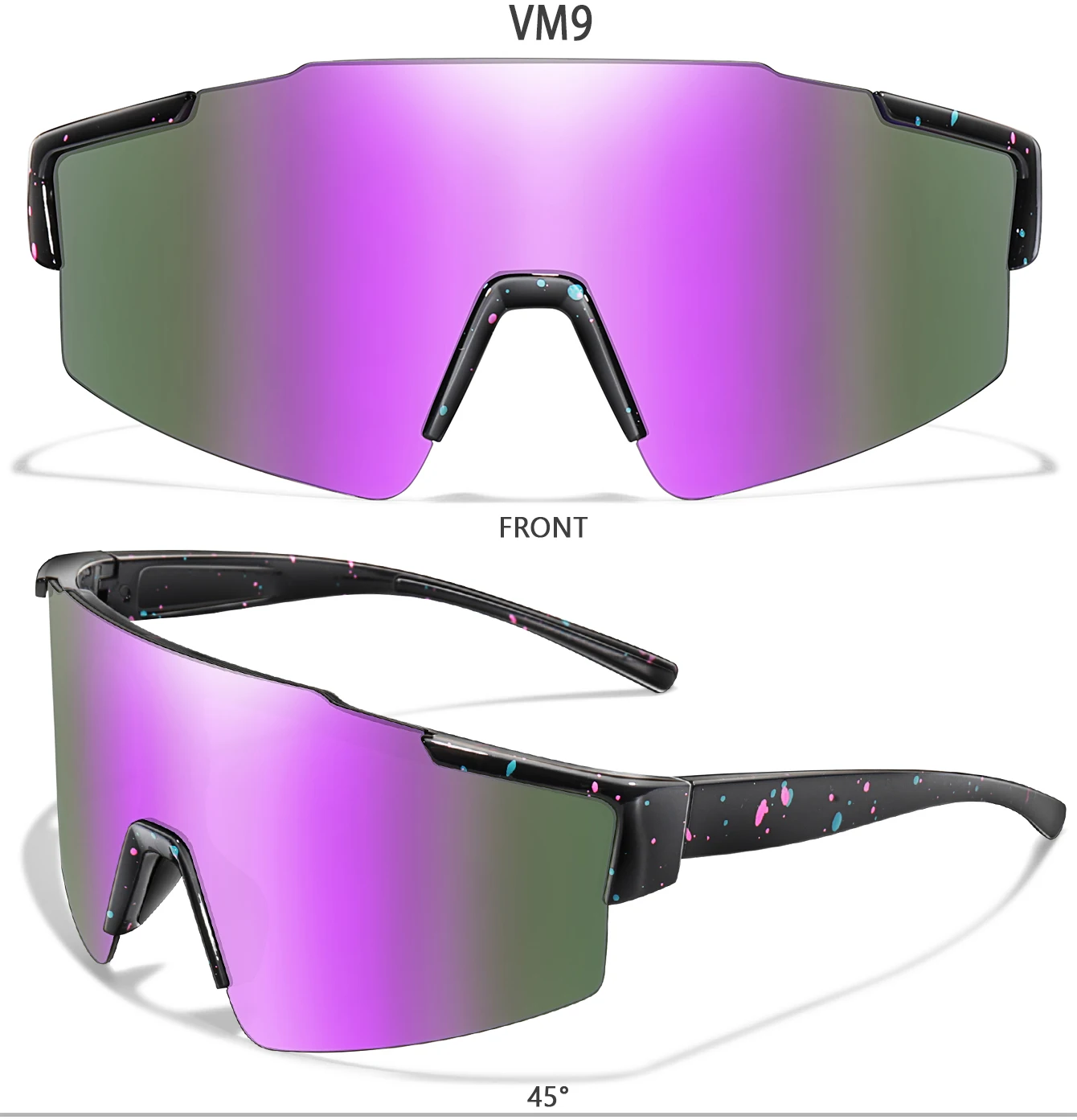 LOISRUBY UV400 winddichte Sport-Sonnenbrille, große Linse, Fahrradbrille, Fahrradbrille für Männer und Frauen, MTB-Fahrradbrille – Detail 12