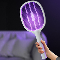 2 in 1 Bug Zapper Racket Handheld Electric Fly Swatter Safe Mosquito Swatter Rechargeable for Home Bedroom Office Indoor Outdoor