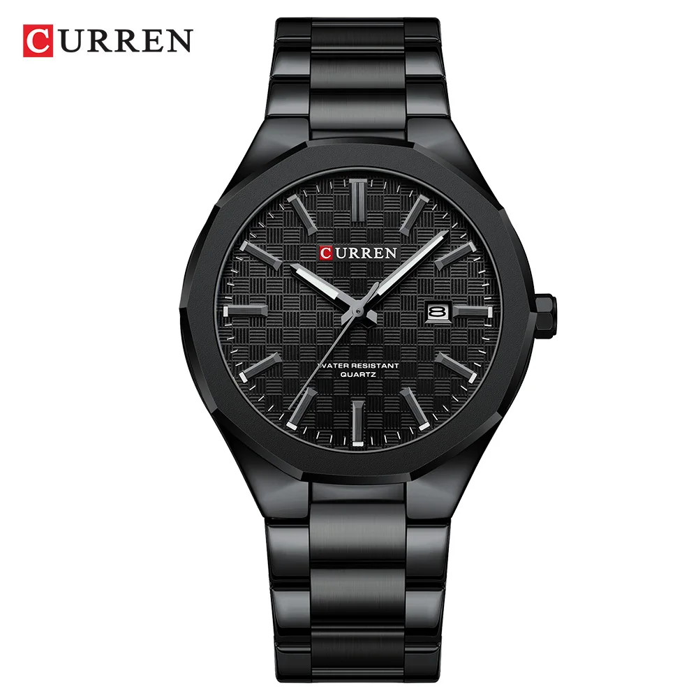 

CURREN Men's Simple Black Dial Watches Fashion Minimalist 3-Hand Analog Design Wristwatch with Luminous Hands