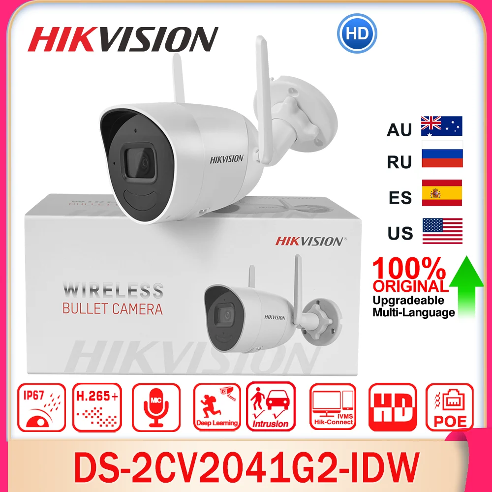 

Hikvision DS-2CV2041G2-IDW Original 4MP Outdoor WIFI Audio Fixed Bullet Network Camera EXIR 2.0 SD Slot IR 30M 2-Way Audio IP66