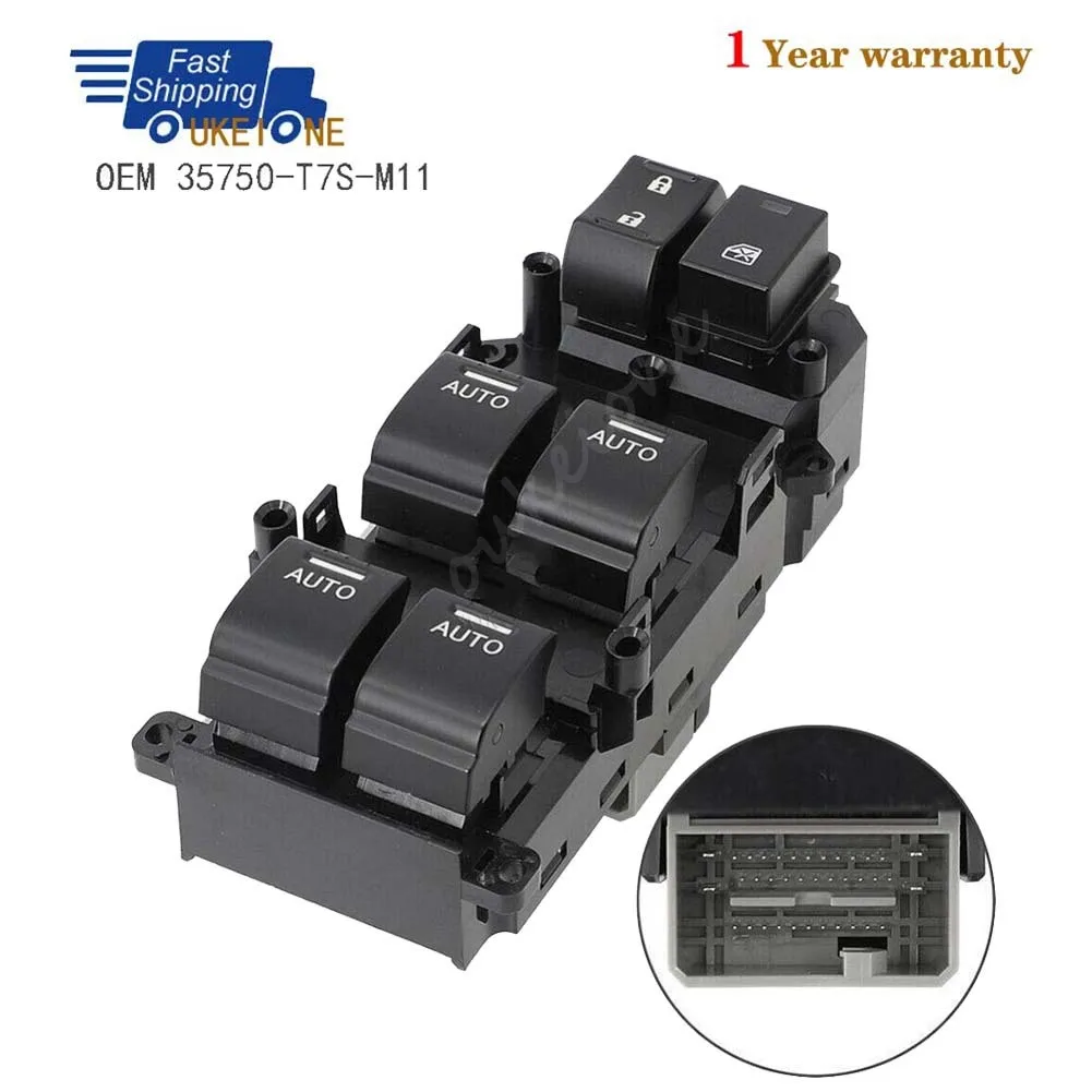 

35750-T7S-M11 For Honda Civic 2011 2012 2013 2014 2015 2016 2017 Front Left Electric Power Master Window Switch Car Accessories