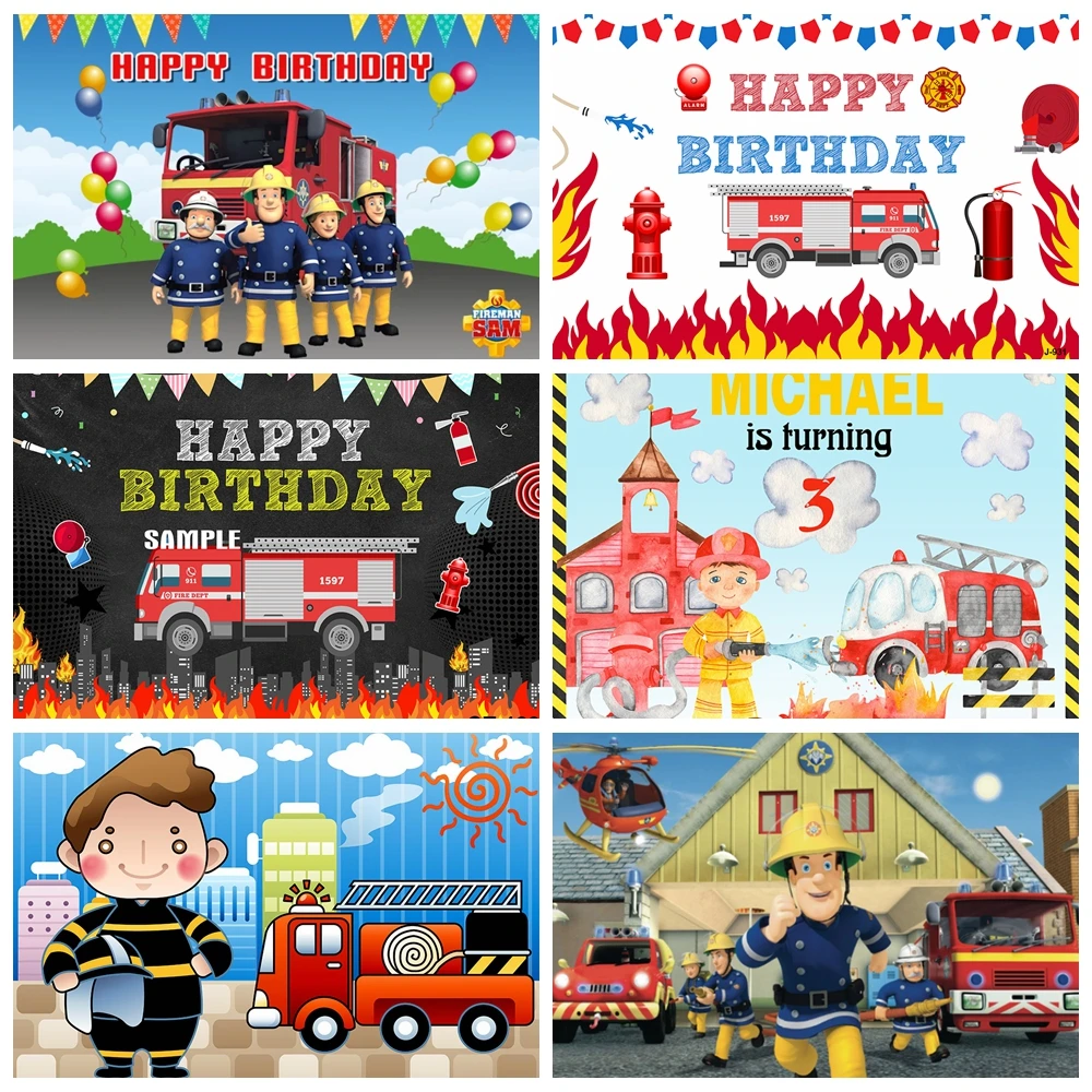 

Custom Firefighter Birthday Party Photography Background Firefighter Photo Background Boy Birthday Party Decoration Banner