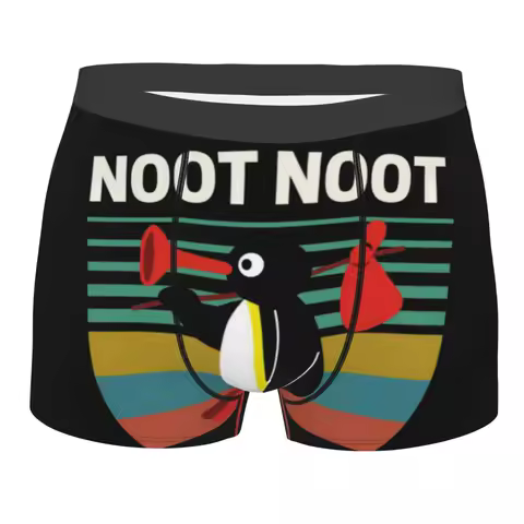 Men Noot Noot Pingu Penguin Meme Funny Cartoon Underwear Novelty Boxer Briefs Shorts Panties Homme Soft Underpants