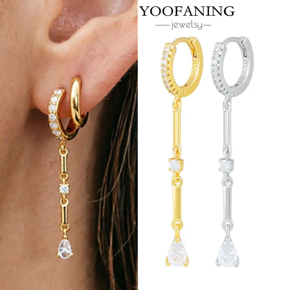 Pendientes de Plata de Ley 925, Aros de Plata con Oro Claro de Alta Gama, Colgante de Gota de Agua, Joyería para Mujer, Pendientes para Boda