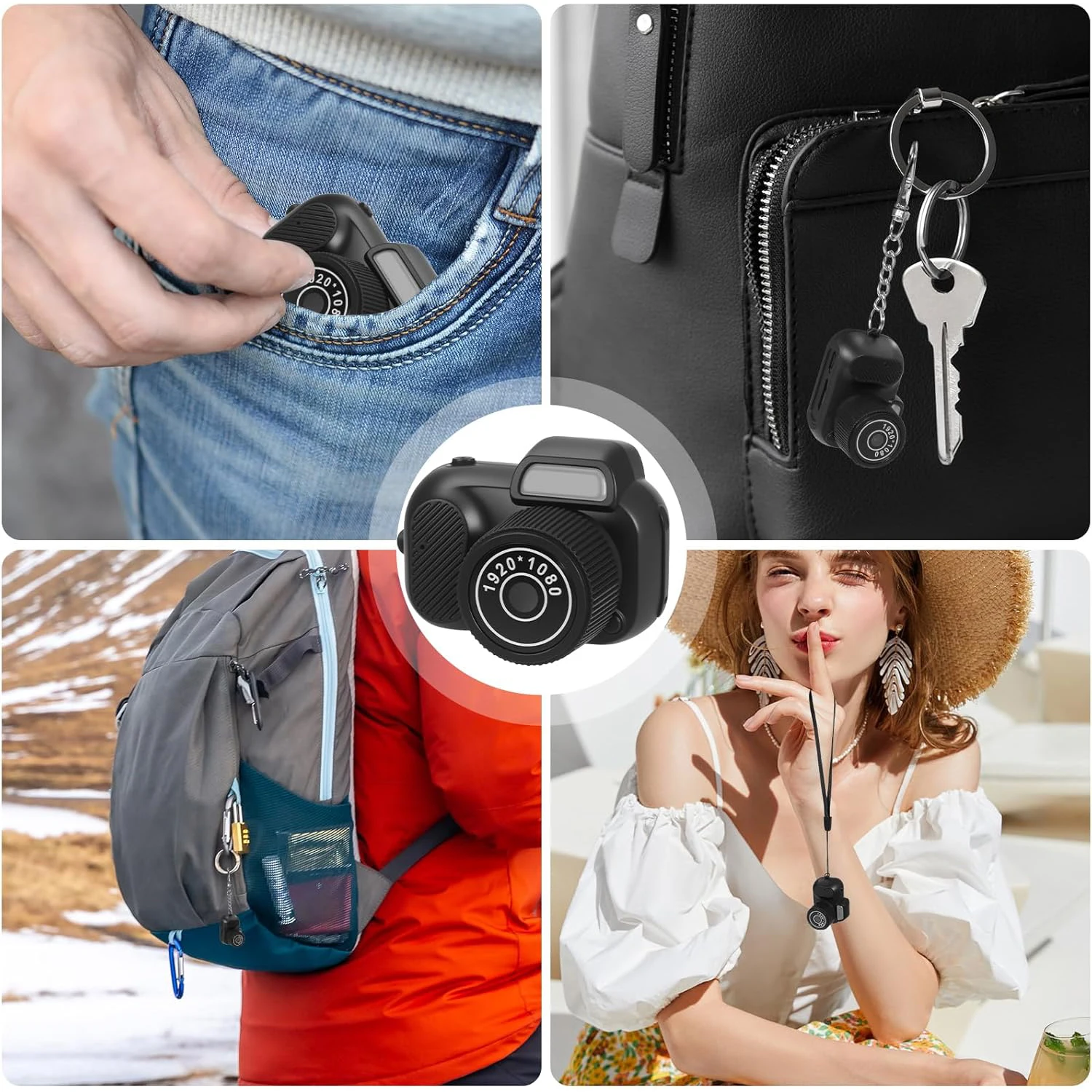 8MP Mini Keychain Camera Photo Tiny Digital Body Cameras Thumb Cam DV Micro Camcorder Support SD Card With Screen for Kids