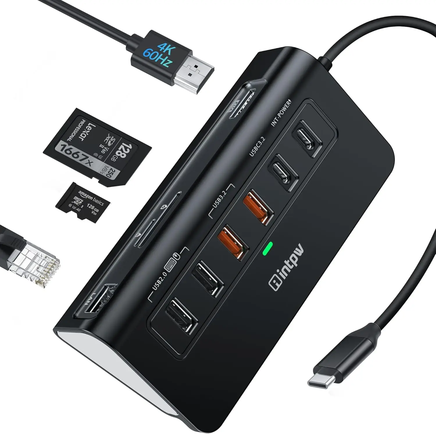 

10-in-1 USB C Hub with 4K HDMI, Ethernet, PD 100W Charging for Laptop, Mac, iPhone