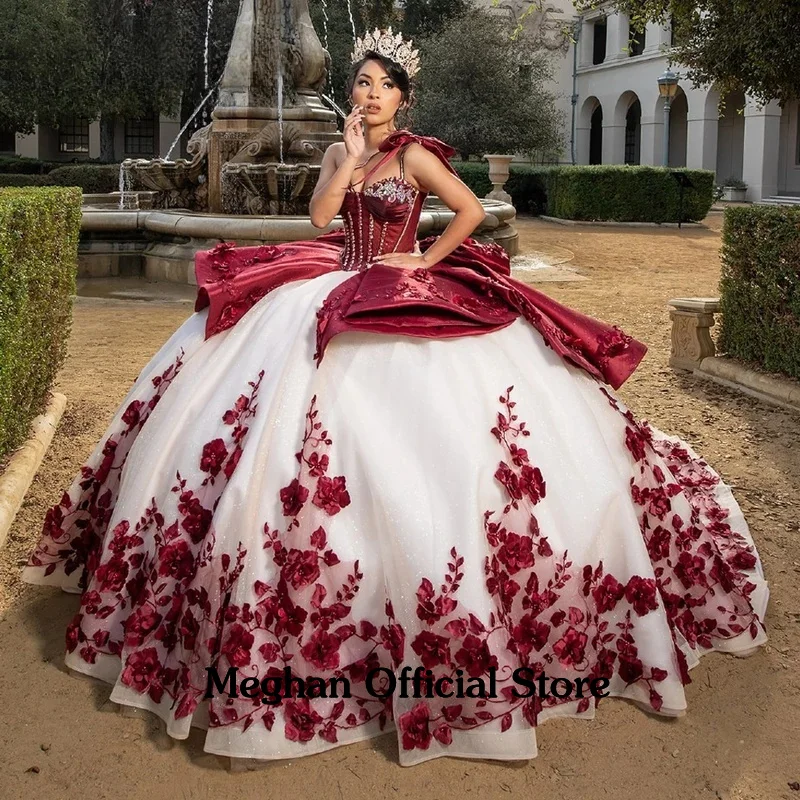 

Pastoral Quinceanera Dress One-Shoulder Bowknot Appliques Rhinestones Two-Piece Customized 15-Year-Old Dresses