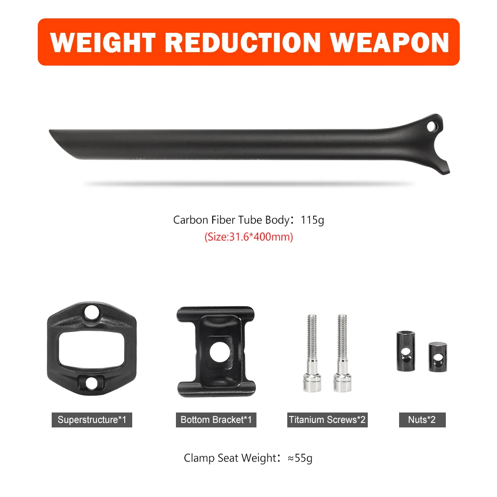TOSEEK C70 Carbon Seatpost Light Weight 27.2 31.6mm Length350/400mm Matte Black MTB Road Bike Seat Post Seat Tube Bicycle Parts