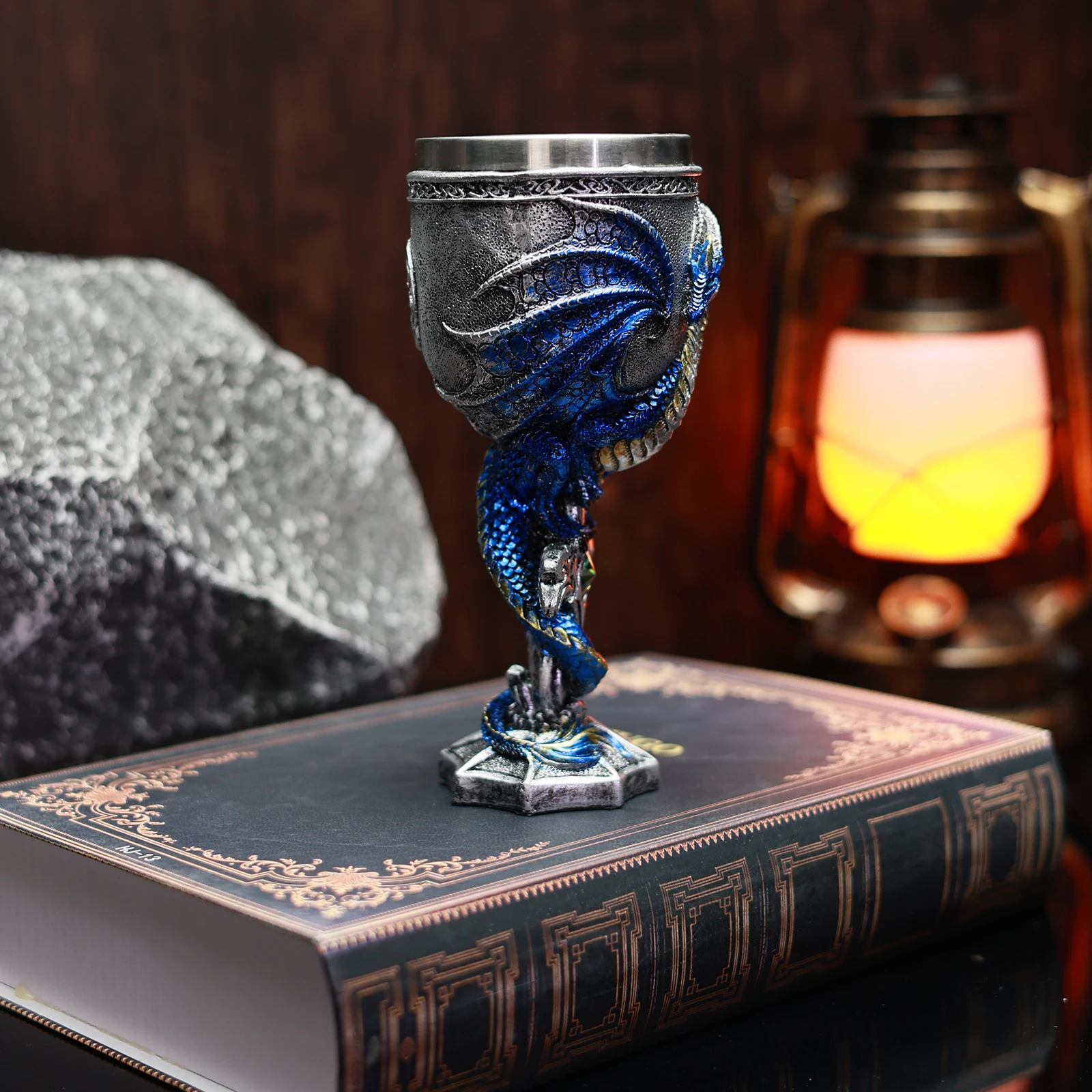 إدراج كأس من الفولاذ المقاوم للصدأ ، جوهرة التنين الشريرة ، السيف المتقاطع ، القوطية الرجعية ، Trink الخيال ، الزجاج النبيذ Kelch ، الكأس #5