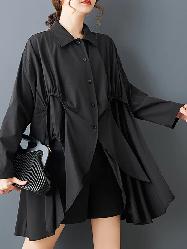 

k Sle Asymmetric Loose Long Sve Slimming irt Spring 2026 Women's Faion Design Casual Comfortable Top