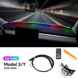 Striscia Ambientale Parabrezza Anteriore LED per Auto per Tesla Model Y RGB USB APP Modello 3 2019-2024 136cm Controllo Remoto Symphony Lamp