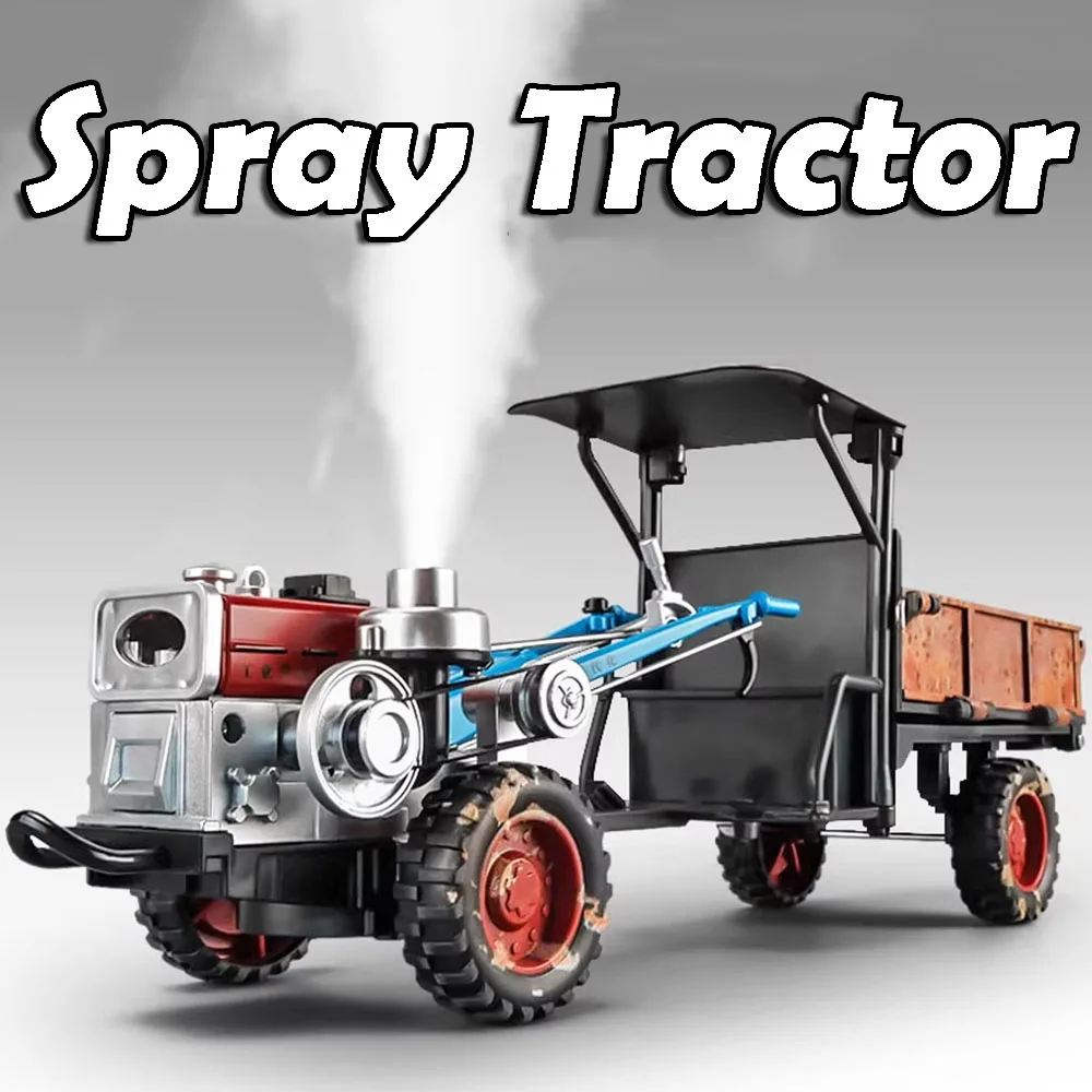 1:24 Agriculture Tractor Miniature Model Toys Metal Diecast Sound Light  Tailgate Opened Swinging Handle for Boys Festival Gifts