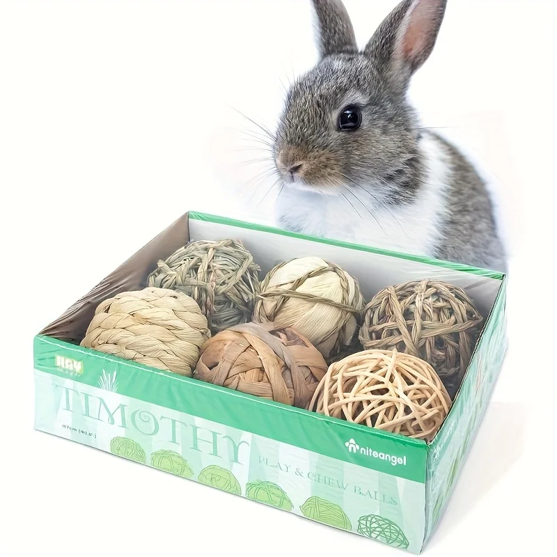 لعبة أنشطة طبيعية قابلة للمضغ، كرة حيوانات أليفة ممتعة وقش القش مناسبة لخنازير شينشيلا وخنازير غينيا والأرانب والهامستر وغيرها من الحيوانات الصغيرة #4