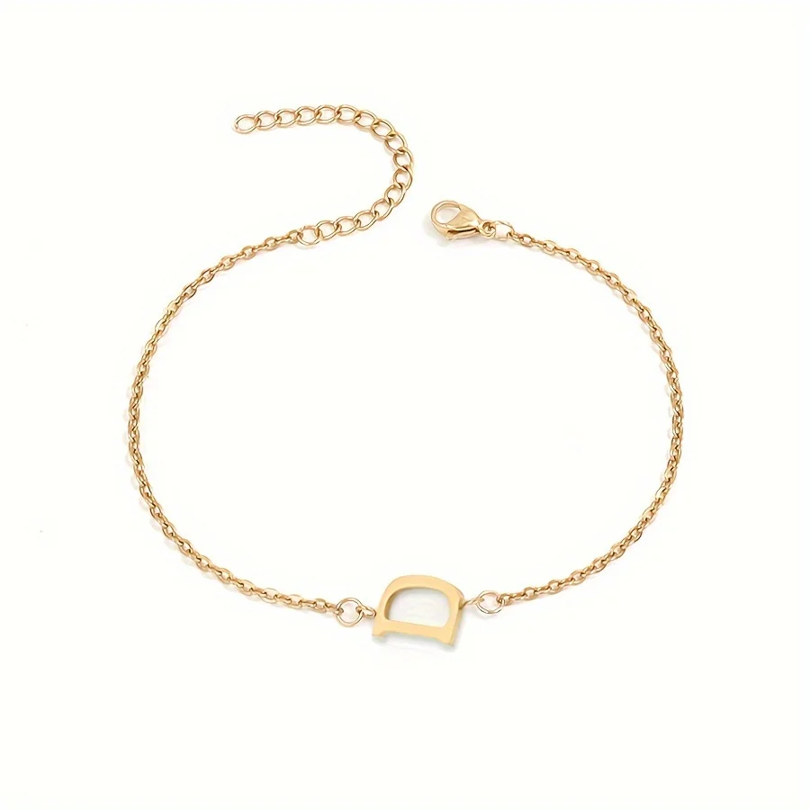 1 Stück Buchstabenform Perlen dünnes Kettenarmband, einfache minimalistische Handkette Unisex Schmuck Dekoration