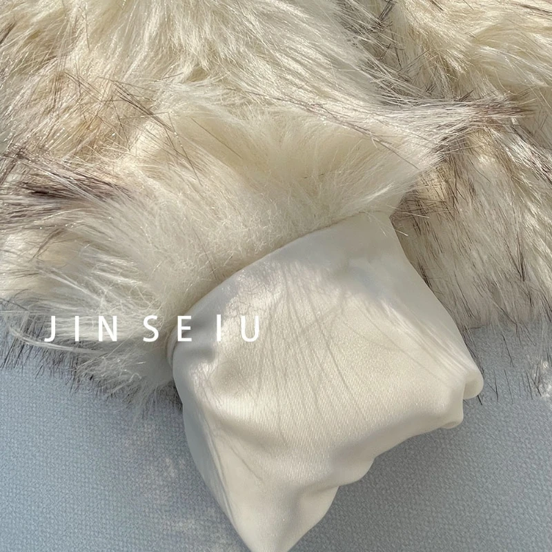 Chaqueta de piel sintética con solapa grande, chaqueta peluda corta blanca con cuello de zorro de imitación Gradual, abrigos de felpa gruesos y cálidos y esponjosos, Top elegante de lujo 2025