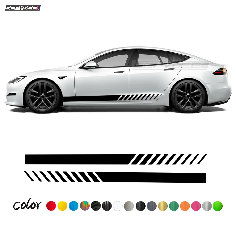 

2Pcs Car Door Side Skirt Stripes Stickers for Tesla Model 3 Y X S Auto Body Decoration Vinyl Decal Car Tuning Accessories