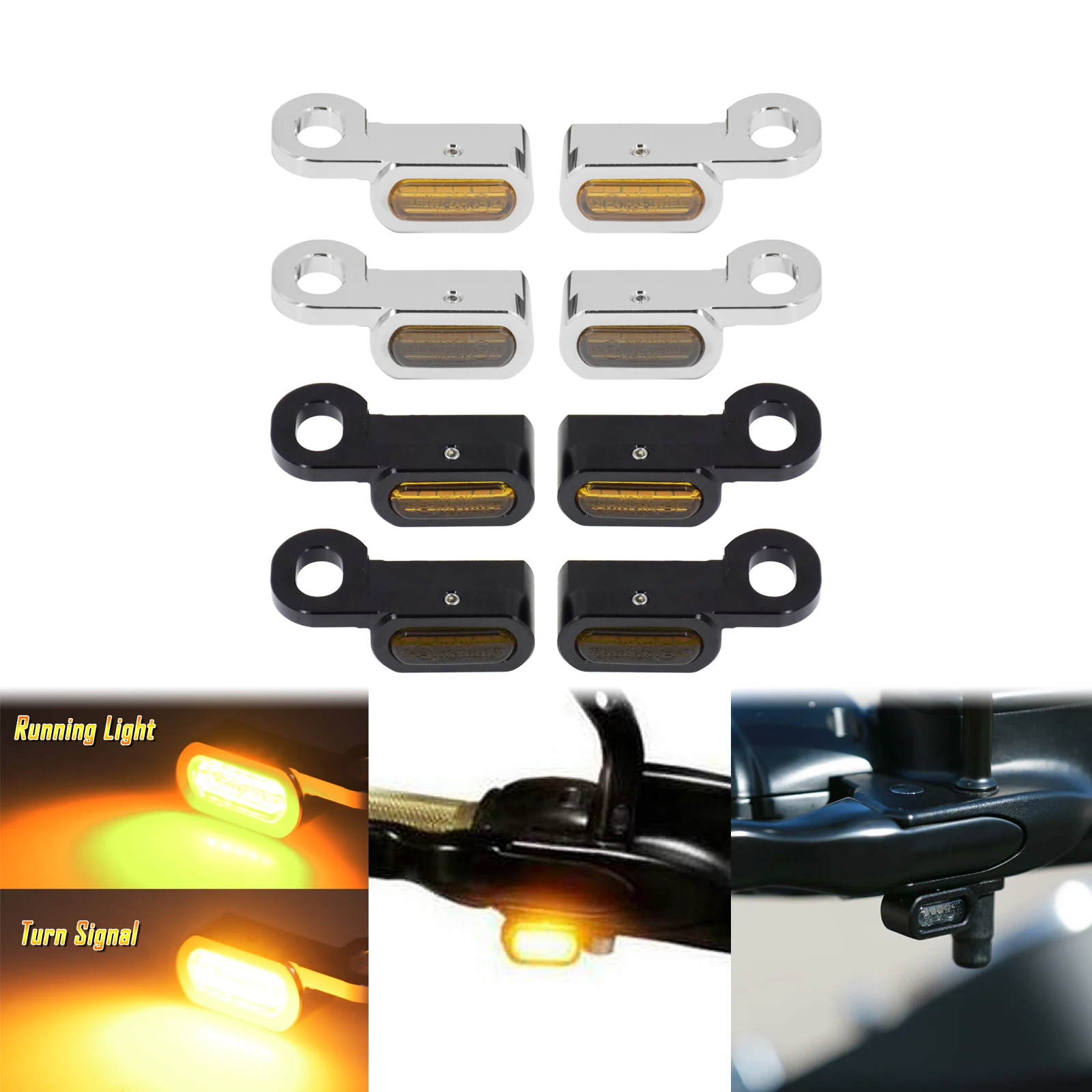 

2pc Motorcycle 12V Mini LED Turn Signal Amber Light E Mark For Harley Softail Breakout 16-17 Touring Road King FLTRX FLHT 14-23