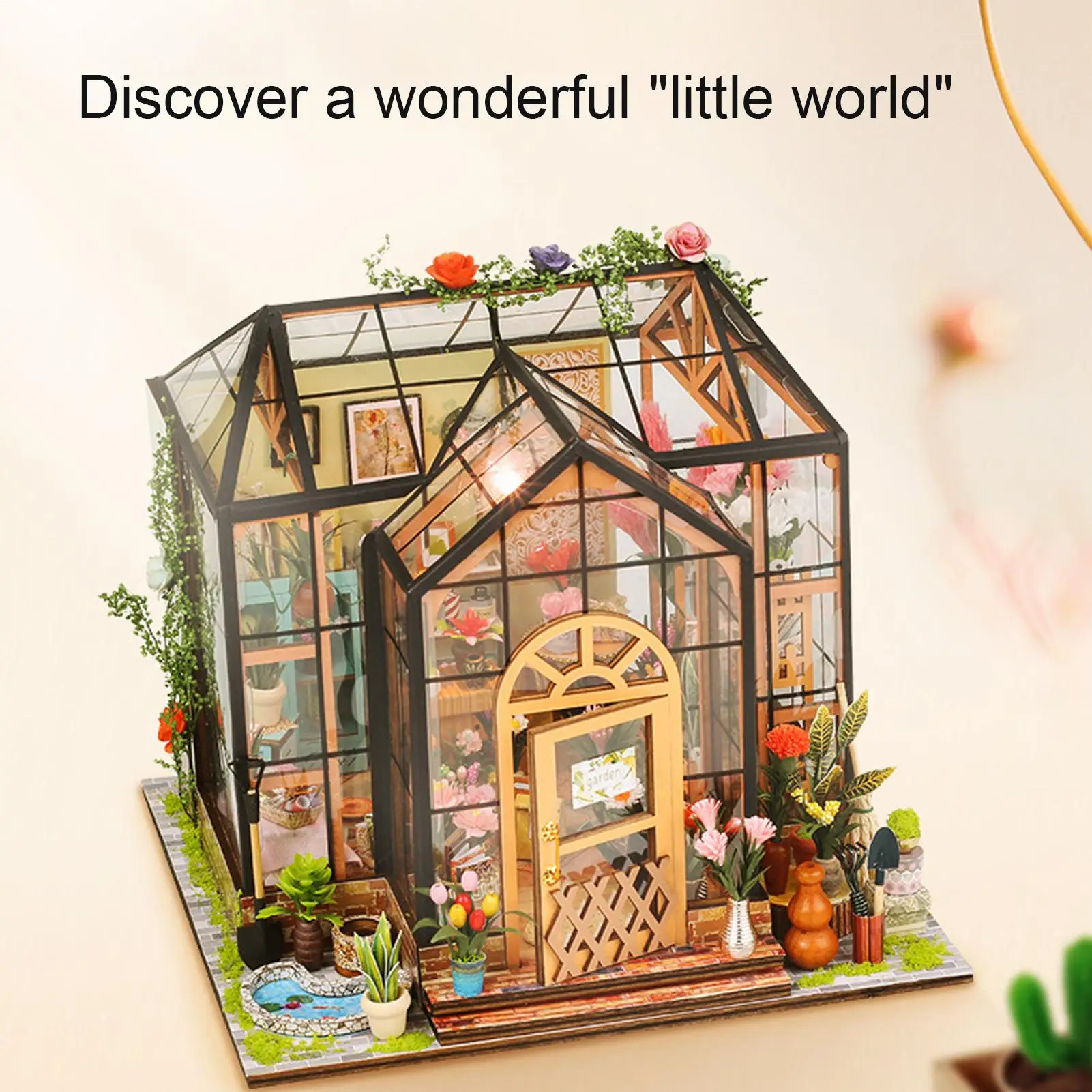 Kit de fabrication de maison Miniature avec meubles, modèle créatif en bois, serre, artisanat de bricolage pour projets d'adultes, artisanat de décoration de chambre
