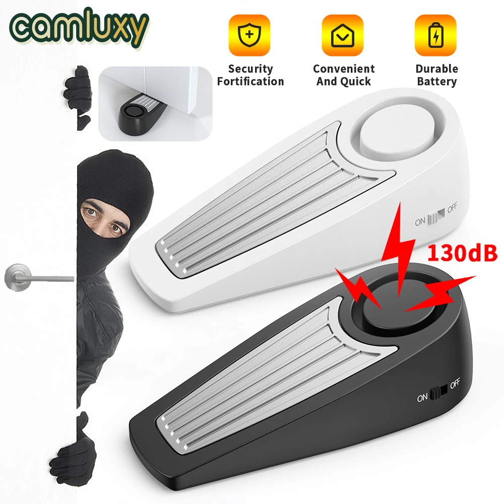 Camluxy 130dB Door Stop Alarm Portable Security Detection for Home Wedge Shaped Door Stopper Alert System Personal Defense