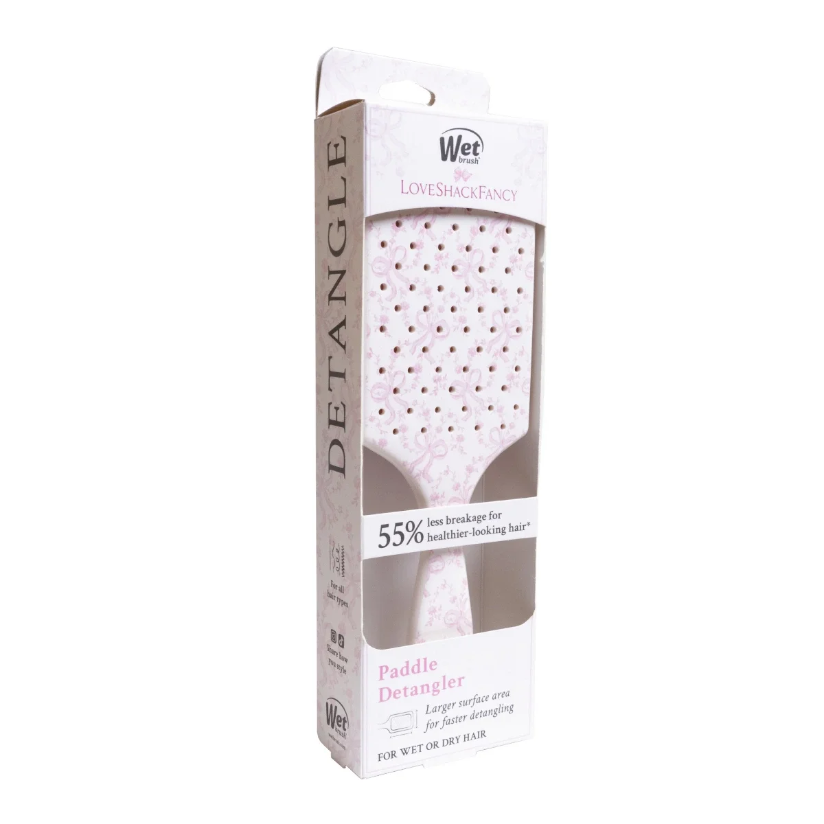 

LoveShackFancy x Target – WetBrush Coquette Bow Paddle Detangler Brush Chantilly
