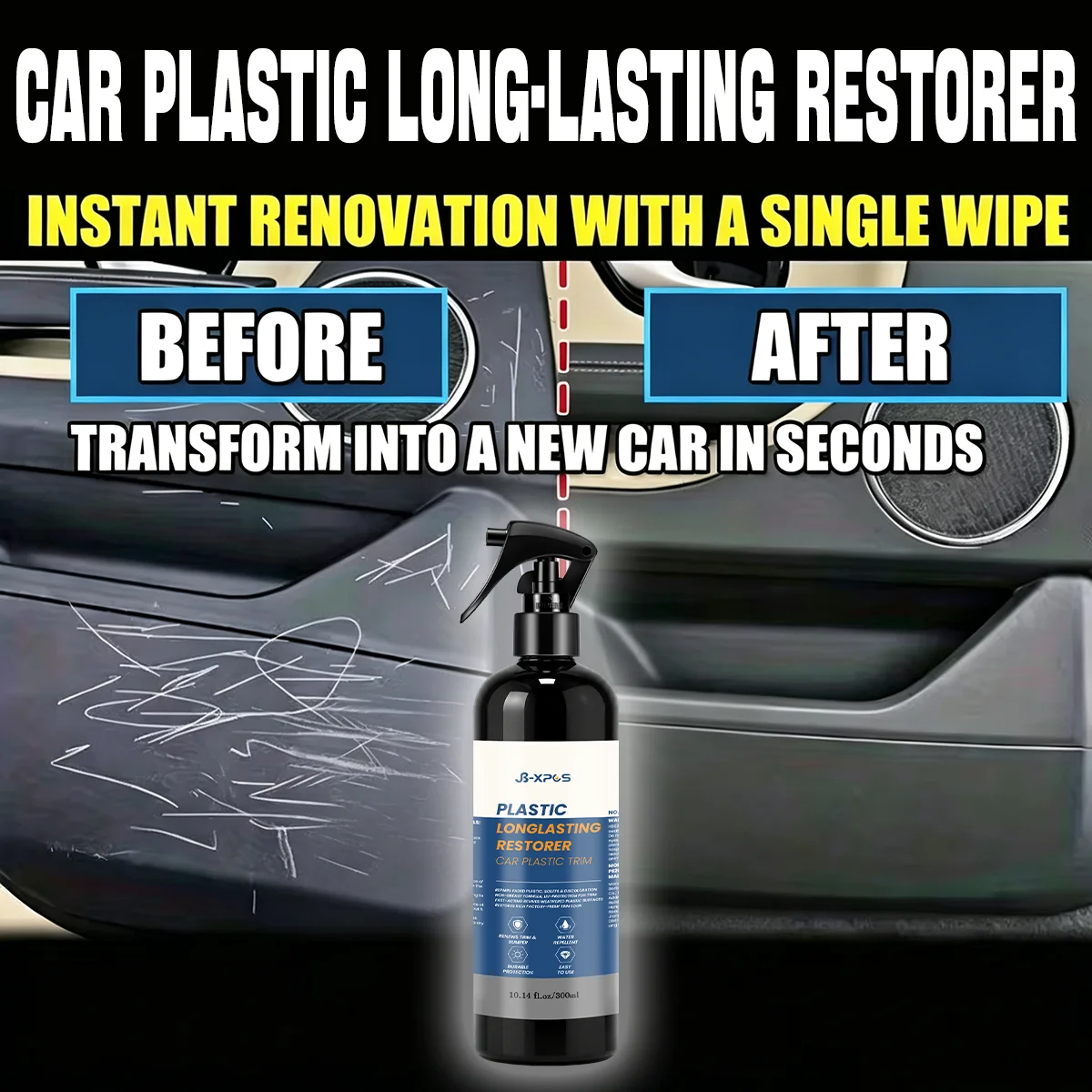Car Plastic Restorer, Restore Shine To Aged Car Plastics, Anti‑Aging Protection For Interior And Exterior Trims YT0312