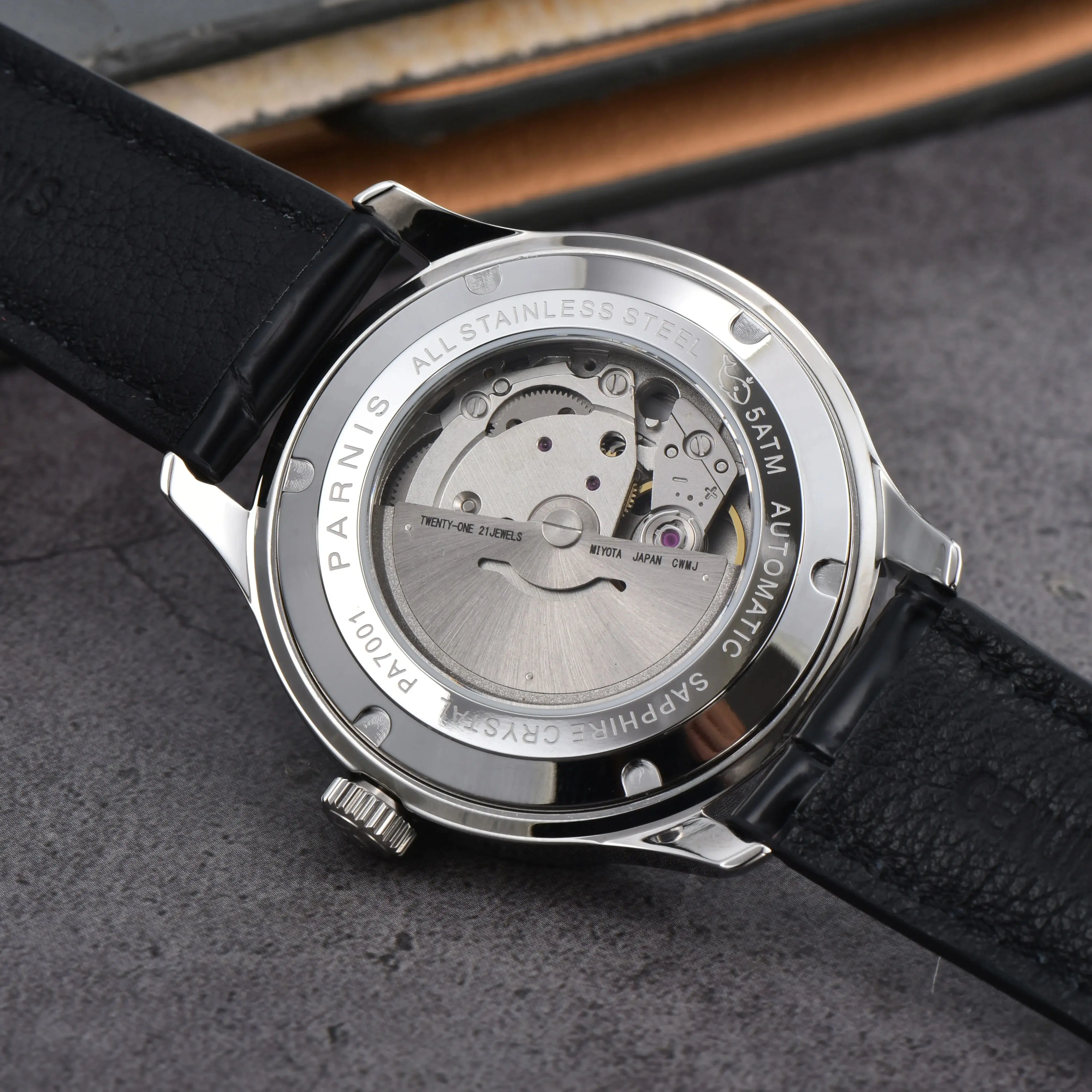 2025 ファッションパーニス 41 ミリメートルシルバーケースメンズ自動機械式時計サファイアクリスタル高級御代田 8215 腕時計男性用リロイギフト