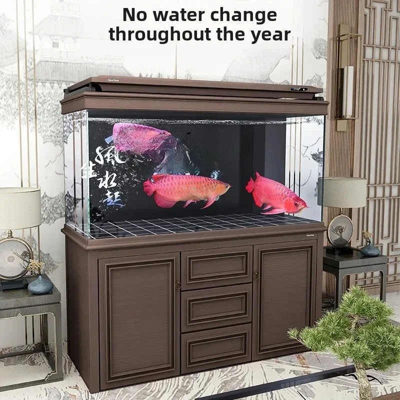 

ZC new fish tank large living room ultra-white glass aquarium bottom filter fish tank free of water change