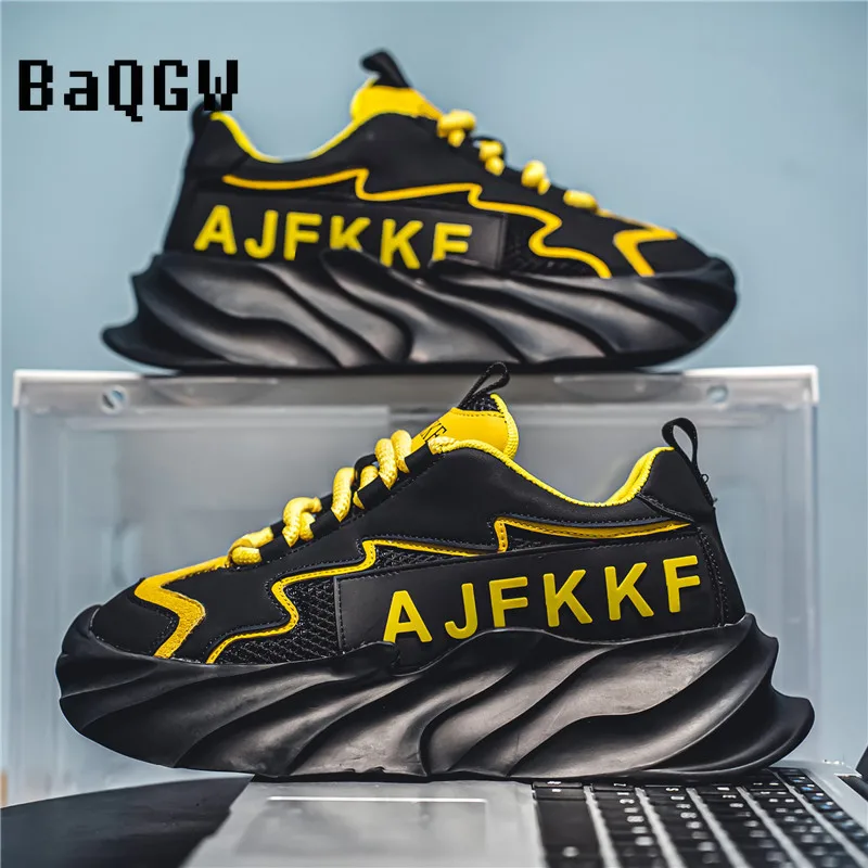 Chunky Sneaker Men Designer Running Shoes Fashion Casual Letter Patchwork Mesh Breathable Height Increased Flat Platform Shoes