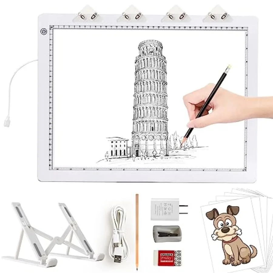 

Light Pad Foldable Stand, UL Certified Adapter, 8000 Lux Super Bright Ultra Thin Pad for Cricut Weeding Vinyl, Artist Drawing L